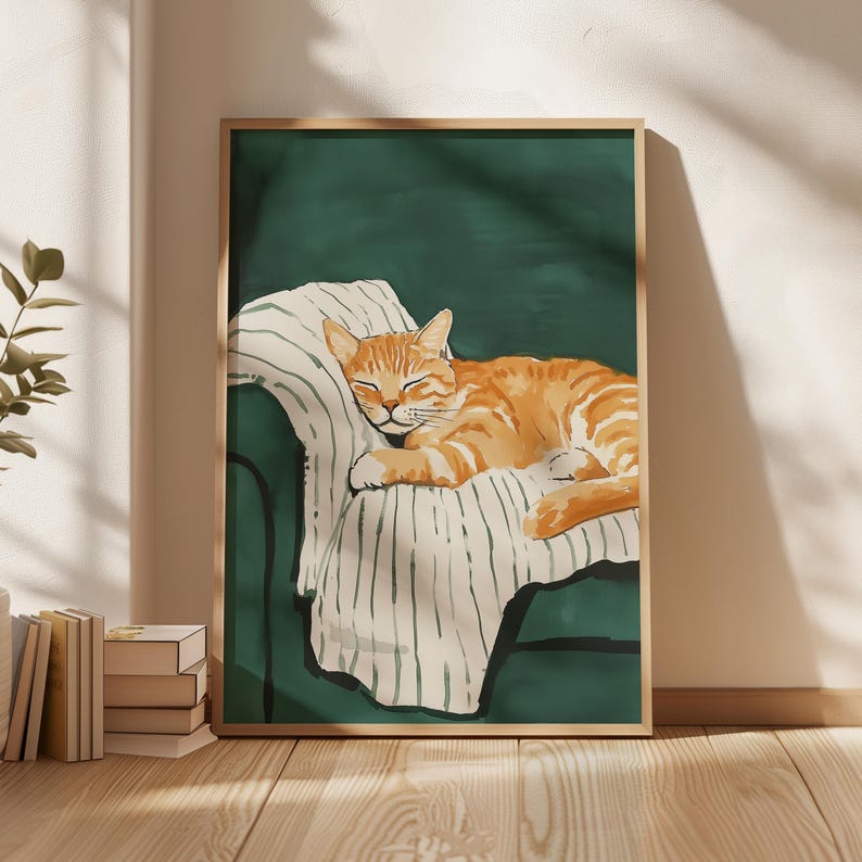 Cozy Orange Tabby Cat Art Print